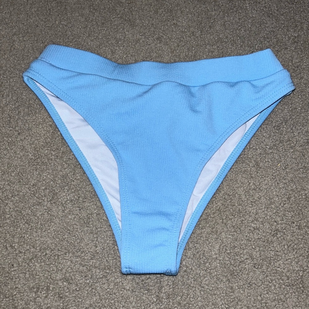 high waist blue bikini bottom